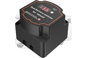 Split Charge Relay AIFIZO, 12V 140 Amp IP68 Waterproof Compatable with ATV, UTV, Boat, RV,Camper Vehicle, Dual Battery Isolator with LED Screen, Manual/Auto Modes Split Charge Relay Kit