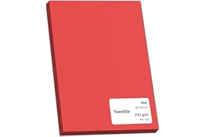 TOWNSTIX 30 Sztuk, 230 g/m² - Karton Czerwony A4, Gruby Karta Czerwona do Rysowania Druku Drukarka