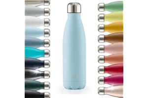 Blumtal® Bouteille isotherme Charles- Gourde 750 ml - Gourde inox sans BPA froid&chaud- Contenant isotherme en métal- Gourde eau- Gourde acier inoxydable- Bouteille isotherme 750 ml - Bleu Clair