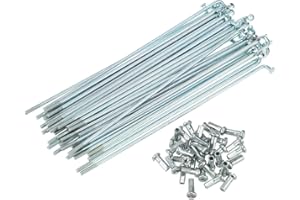 KTKEET Rayons de vélo électrique 13G 2,3 mm en acier inoxydable 304 de 65 à 305 mm, rayons de roue coudés en J argentés avec mamelon en cuivre pour VTT, vélo électrique, tricycle