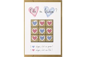 CL&MH Carte à gratter Morpion Fille ou garçon pour Une Annonce Originale du Sexe de bébé,Carte à gratter Annonce du Genre de bébé, Jeu de tic tac Toe révélateur de Genre Fille ou Garçon ? (Garçon)