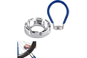 Gunwon 2 Pcs Bicycle Spoke Wrench Tool, Spoke Key Spanner 6 in 1, Bicycle Wheel Spoke Truing Tool for Bike Wheel Cycle Wrench 10-15 Gauge for Adjust Cycling Wheel Tension(Silver+Blue)