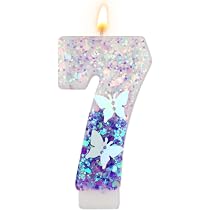 Candeline Compleanno Con Numeri, 7,3 Cm Candela A Farfalla Viola