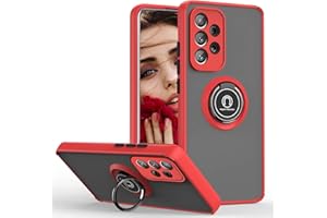 JIEZUIMEI Etui do Samsung Galaxy A52 4G / 5G / A52S 5G, premium miękkie, półprzezroczyste matowe twarde etui z silikonem TPU, odporne na wstrząsy bardzo cienkie etui z obrotowym pierścieniem 360°