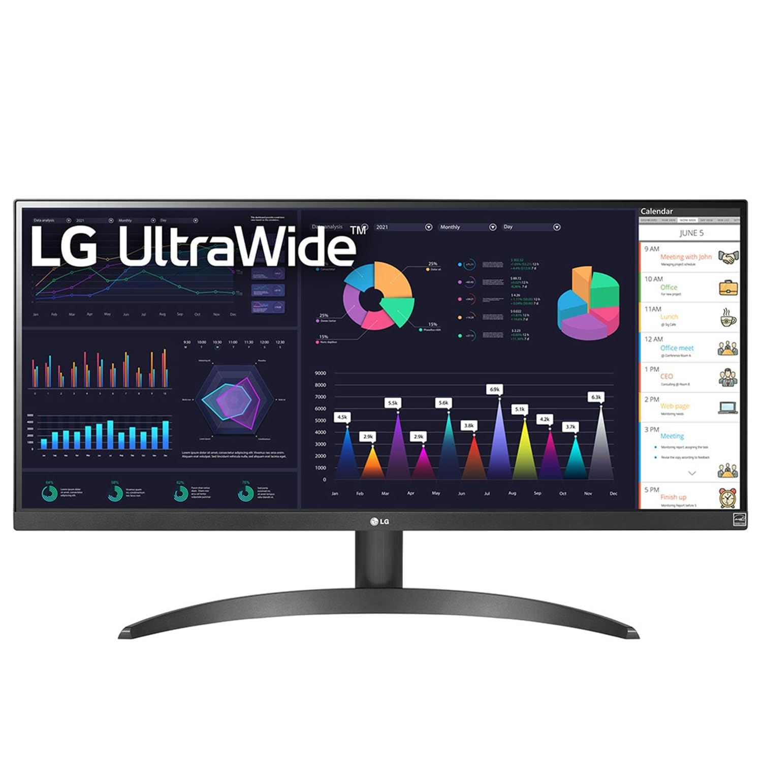 LG 29WQ500 (29 inch) UltraWide FHD (2560 x 1080) IPS Monitor with AMD FreeSync™, 100Hz, 1ms, HDR10, OnScreen Control & Dual Controller, 3-Side Virtually Borderless, Dynamic Action Sync - Black