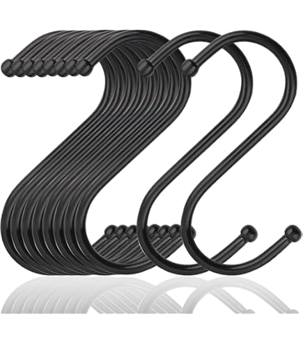 30 Stück S-Haken Aus Metall - 60 Mm, Schwarz, Für Küche, Bad, Garten & Aufbewahrung