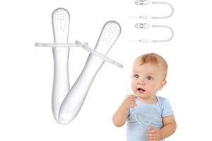 Vicloon Pierścień na ząbkowanie dla niemowląt, 2 sztuki pomocy na ząbkowanie dla niemowląt z 2 łańcuszkami do smoczka, silikonowy pierścień na ząbkowanie dla niemowląt Bez BPA, do stymulacji i masażu obolałych dziąseł - Przezroczysty wspólny styl