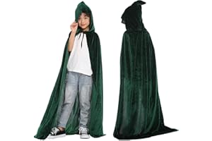 TYUSGH Velvet Hooded Cape for Kids Unisex Cloak with Hood Halloween Fancy Dress Costume for 2-17 Years