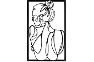 YiYa Schwarzem Wanddekoration aus Metall, Minimalistische Wanddekoration kunst, moderne abstrakte weibliche Körper dekoration für Schlafzimmer Wohnzimmer Badezimmer Balkon Galerie (Back)