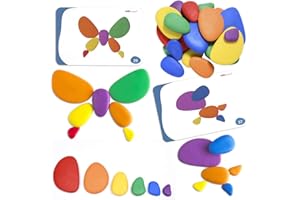 Rainbow Pebbles | Zestaw 36 + 40 aktywności | Oryginalne kamienie do sortowania i układania w stos | Zasoby wczesnej matematyki