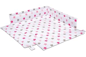 FabiMax Laufgittereinlage 100x100 cm, rosa Sterne auf weiß