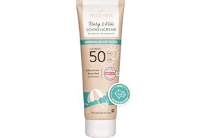 MABYEN 100% Mineral Sun Cream Baby & Kids SPF 50, 100 ml - UVA/UVB Filter, No Whitening, Instant Protection without Exposure Time - Waterproof, Fragrance-Free Natural Cosmetics, Vegan