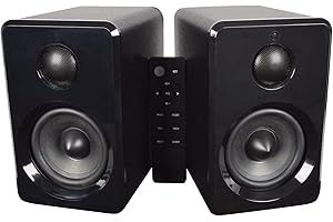 AV LINK AV:Link | Powered Bluetooth Bookshelf Monitors With Wireless Remote Control | Black