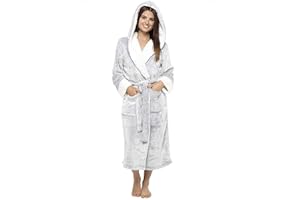 CityComfort Bademantel Damen Flauschig, Fleece Morgenmantel Damen mit Kapuze, Dressing Gown Women