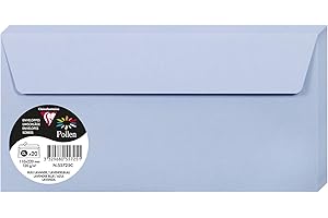 Clairefontaine 55725C – Zestaw 20 kopert samoprzylepnych – format DL (11x22cm) – 120g/m² – kolor lawendowy niebieski – zaproszenia i korespondencja – Kolekcja Pollen – papier gładki Premium