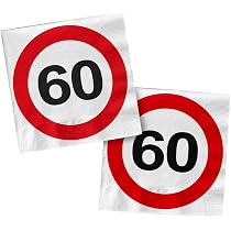 40. Geburtstag Servietten – Verkehrsschild-Motiv, 33x33 Cm, 20 Stück, Rot-weiß-schwarz