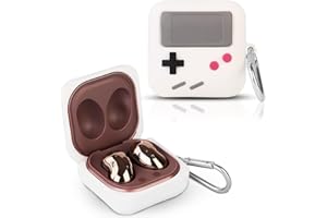 XMBYGY Silikonowe etui z brelokiem do Samsung Galaxy Buds2 Pro (2022), Galaxy Buds 2 (2021), Galaxy Buds Pro (2021), Galaxy Buds Live (2020) (RetroGPwhite)