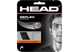 HEAD Reflex Squash String (16L) - Gauge Premium Nylon Multifilament Racket String - High Power & Comfort - Black