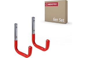 Gedotec Support mural - Crochet mural à visser acier zingué caoutchouté | MONO | 6 crochets pour appareils longueur : 115 mm matériel de fixation inclus | Crochet métallique à usage général