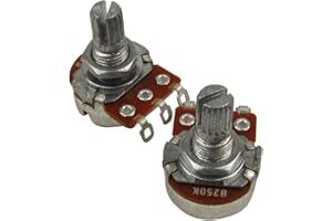 IKN B250K Mini Potentiometer Linear Taper Pots with Bayonet L15mm Short Split Shaft for Electric Bass Guitar Control Tone Volume Parts, Pack of 2PCS