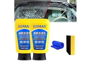 OBONG Sopami Emulsión de limpieza de película de aceite,Sopami cubre rápidamente el esmalte de cera para automóviles,elimina la película de aceite de vidrio del automóvil cera para esmalte (2 piezas)