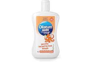 Oilatum Junior Gentle Head-to-Toe Wash, Dry & Eczema-Prone Skin, Gently Cleanses Hair, Scalp & Body, Suitable from Birth, Everyday Use, Fragrance & Soap Free, Dermatologically Tested, 1 x 300ml