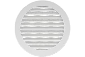 Vent Systems 125 mm / 5" Inch Round Soffit Vent Cover - White Louvered Plastic Grill Cover - Vent Grille with Screen Mesh - HVAC, Ducting, Pipe Air Supply Vents for Bathroom, Kitchen