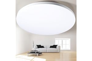 CHEERHOM Deckenlampe LED Deckenleuchte 6500K, 32W Modern Schlicht Badlampe 1400LM, IP44 Wasserfest Badezimmer Lampe, Flach Rund Decke Küchenlampen, Ideal für Bad Schlafzimmer Balkon Wohnzimmer, Ø30cm - Weiß