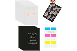 BAOFALI 20Pcs/Set 9.3x6.8inch 10 Rubber Magnetic Sheets 0.5mm Thickness with 10 Clear Stamp Die Storage Pockets 10 Label StickeResealable Plastic Storage Pocket Case Cutting Dies Stencil Organize