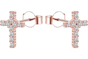 AoedeJ Cross Stud Earrings Sterling Silver Cubic Zirconia Religious Cross Earrings Stud for Women and Men