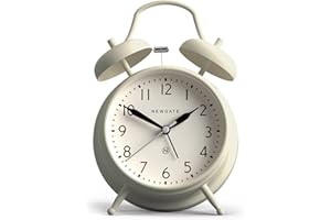 NEWGATE® Klasyczny budzik z dwoma dzwonkami, metalowy budzik The Covent Garden, zegar na biurko, zegar kominkowy, budzik przy łóżku, budzik retro, tradycyjny budzik, biały