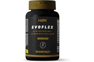 HSN SPORTS HSN Evoflex Glucosamina Condroitina MSM | 120 Tabletas | Ayuda a mantener los huesos (Calcio, Fósforo) el tejido conectivo (Manganeso, Cobre) y formación normal de colágeno (vitamina C) | Sin Gluten
