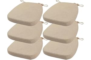 FIOVIP Cojín para Silla con Correas extraíbles, Lavable, Doble Antideslizante, Gran Elasticidad(40X38X33CM(5CM),Beige,6 Piezas)