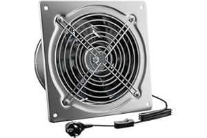 Hon&Guan Ventilatore di scarico 200 mm con interruttore, argento