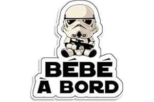 BRATIKI Autocollant Bébé à Bord pour Voiture - Bébé Stormtrooper 15 x 15 cm, Sticker Bébé à Bord Résistant & Étanche, Signal de Sécurité Bébé à Bord pour Alerter les Conducteurs