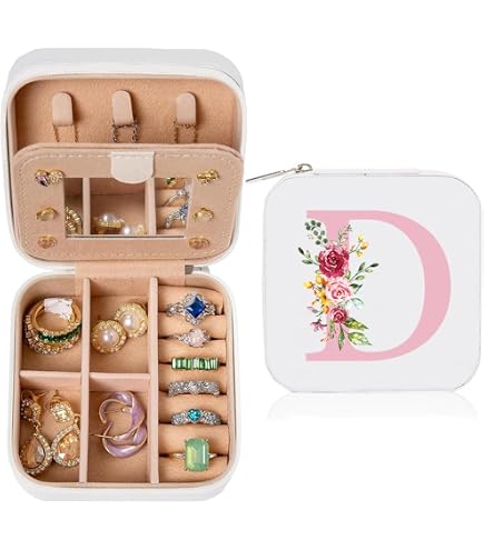 Boîte à Bijoux Voyage WALLFID - Blanche Avec Miroir - Organisation Rangement - Cadeau Idéal