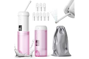 ZEY LUXE Upgraded Electric Portable Bidet 250ml – Peri Bottle for Women with 5 Pressure Modes, 8 Nozzles, 180° Rotating Head – Rechargeable Travel Hygiene Sprayer (B10-White & Purple, 250 ML)