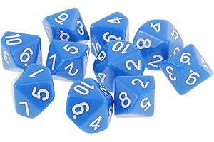 Baoblaze 10pcs Jeux de Dés Polyédriques Dice D10 Jouet Education pour Jeux de Rôles KTV Club - Bleu