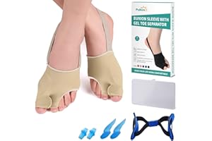 ‎PUIKOS Puikos Hallux Valgus Zehenspreizer Zehen Separator Set, 1 Paar Hallux Valgus Socken Bunion Corrector, 1 Stück Big Toe Strap und 2 Stück Zehenspreizer für Damen Herren (2 Zehen/Groß, Beige)