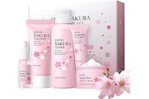 5pcs Sakura Skin Care Sets Gifts for Teenage Girls,YANZEFEI Skin care for Teenage Girls,Girls Skincare Set,Cherry Blossom Skin Care Kit,Gift Set for Teenage Girls Women Mom Daughter Birthday Christmas