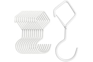 MOGADEE Zestaw 10 białych haczyków w kształcie litery S, do zawieszenia na drążku na ubrania, do kuchni, warsztatu, łazienki, ogrodu, sypialni, na zewnątrz, 10 szt