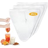 Quelcc 3 Pieces Nut Milk Sifter Bags, Nylon Yogurt Strainer, 28 x 30 cm, Food Filter, Fine Mesh for Cheese, Juice, Milk and V