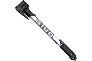 GIYO GP-44DH - Mini pompa per pneumatici tubeless, testa della pompa a doppio foro con design anti-clog, compatibile con valvola Presta & Schrader, impugnatura ergonomica, pompa per bicicletta