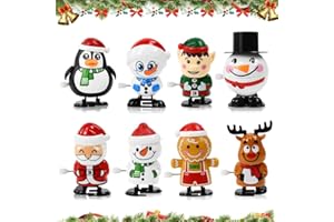 Kleemeiero 8 PCS Juguetes de Cuerda Navidad, Surtidas Figuras de Cuerda Navideña para Niños y Adultos, Juguetes para Calendario de Adviento, Juguete para Navidad Regalos Pequeños para Fiestas