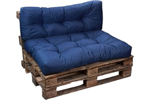 ‎BANANAIR bananair - Kissen/Matratze für Paletten, Sofa, Sessel, Sitz für Europaletten – Sitz und Rückenlehne (blau, Set mit 1 Rückenlehne 120 x 40 cm + 1 Sitzfläche 120 x 80 cm)