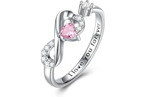 CRYSLOVE Birthstone Infinity Heart Ring for Women 925 Sterling Silver Adjustable Open Promise Cubic Zirconia Dainty Engagement Gemstone Rings for Mothers Wife Girlfriend