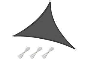 HAIKUS Voile d'ombrage Triangulaire 3x3x3 m, Toile Ombrage HDPE Respirant (185g/㎡), Filet dombrage Triangle 3x3x3m avec Protection UV pour Patio Jardin Terrasse Extérieur, Gris Graphite