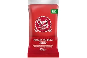 Create A Cake Ready To Roll Icing | Red Fondant Icing | Palm Free Sugar Paste For Cake Decorating, Cupcakes, Cookies, Cakes - 200g