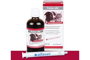 Alfavet Pulmo alfa, Saft zur Unterstützung der Atemwege von Hund und Katze, Ergänzungsfuttermittel, 100ml mit Dosierspritze