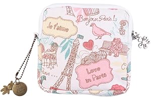 HEALIFTY Serviette hygiénique Sac de Rangement Zipper Tampon Grande capacité Tampon hygiénique Organisateur (Paris Romantique) (Couleur aléatoire)